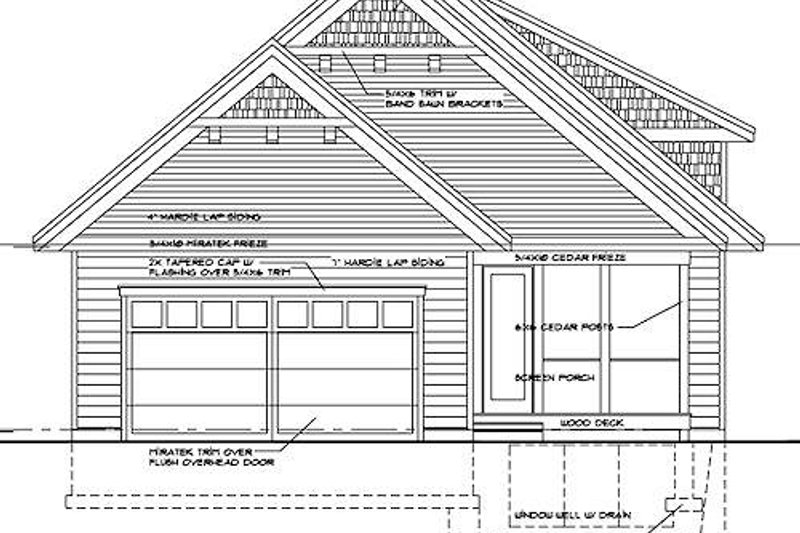 Architectural House Design - Exterior - Rear Elevation for Craftsman House Plan #51-346 - 2 bed, 1.5 bath