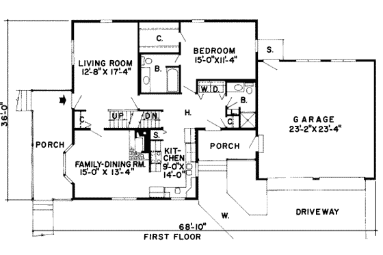 Floor Plan - Main Floor for Traditional House Plan #312-520 - 3 bed, 2.5 bath