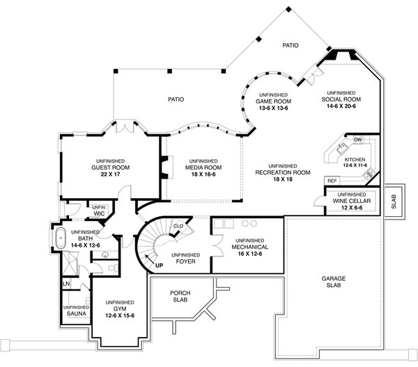 Architectural House Design - European Floor Plan - Lower Floor Plan #119-443
