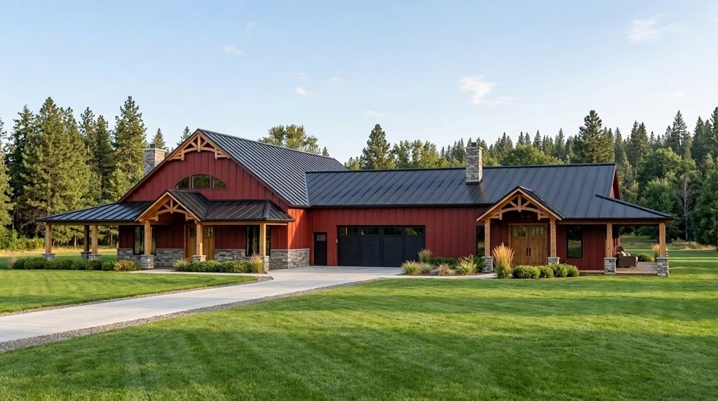 Exterior - Front Elevation 2 for Barndominium House Plan #1064-255 - 5 bed, 4.5 bath