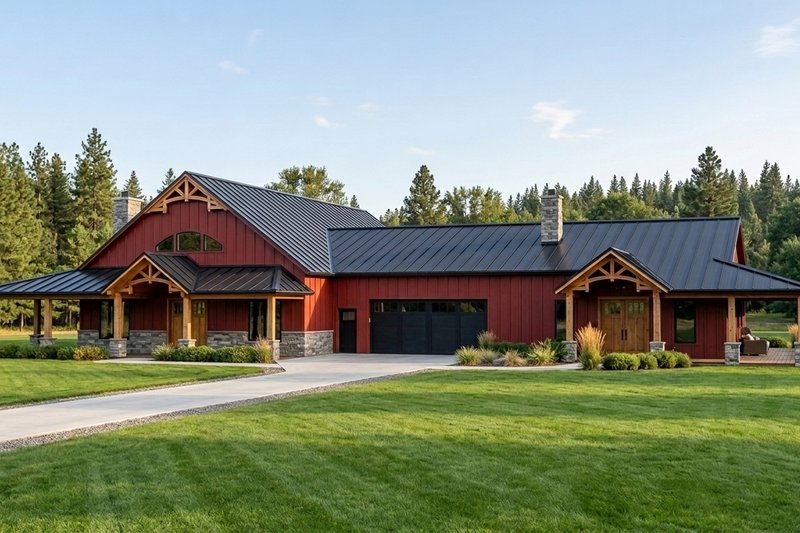 House Plan Design - Exterior - Front Elevation 2 for Barndominium House Plan #1064-255 - 5 bed, 4.5 bath