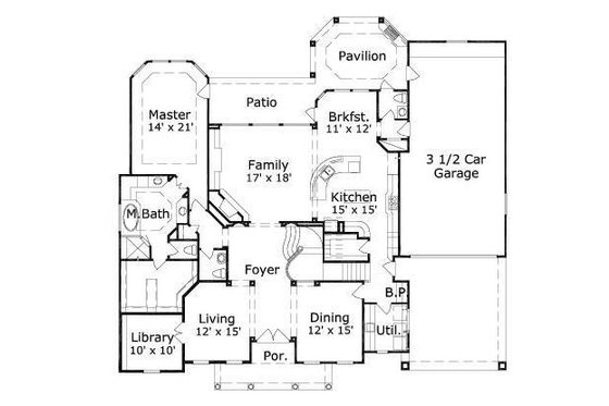 Floor Plan - Main Floor for Colonial House Plan #411-709 - 4 bed, 3.5 bath