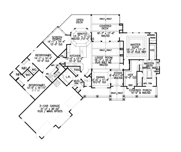 House Plan Design - Craftsman Floor Plan - Main Floor Plan #54-398