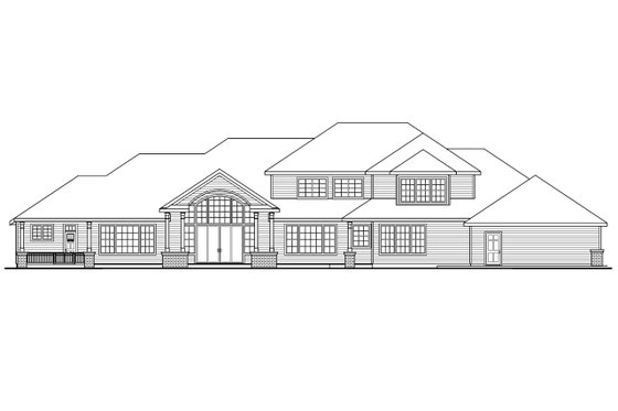 Exterior - Rear Elevation for European House Plan #124-782 - 3 bed, 3.5 bath