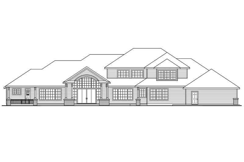 Home Plan - Exterior - Rear Elevation for European House Plan #124-782 - 3 bed, 3.5 bath