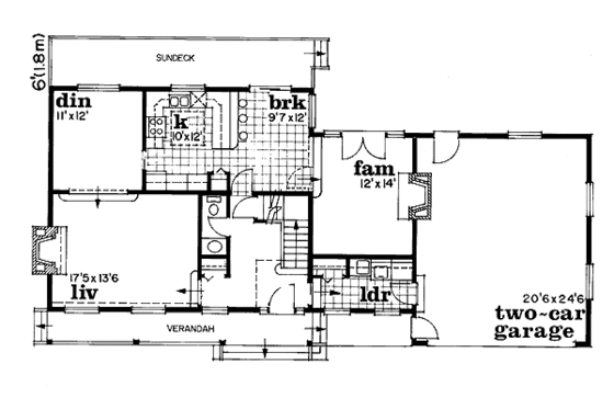 Floor Plan - Main Floor for Traditional House Plan #47-134 - 4 bed, 2.5 bath