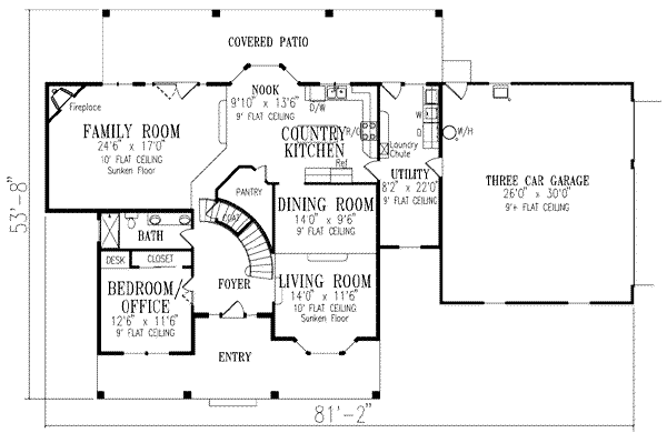 Traditional Floor Plan - Main Floor Plan #1-739