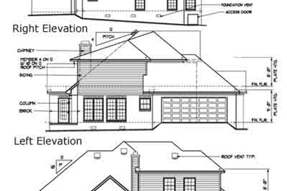 Exterior - Rear Elevation for European House Plan #15-235 - 3 bed, 2.5 bath