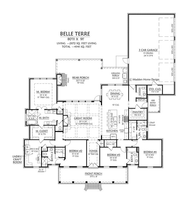 Architectural House Design - Floor Plan - Main Floor for Southern House Plan #1074-141 - 4 bed, 4.5 bath