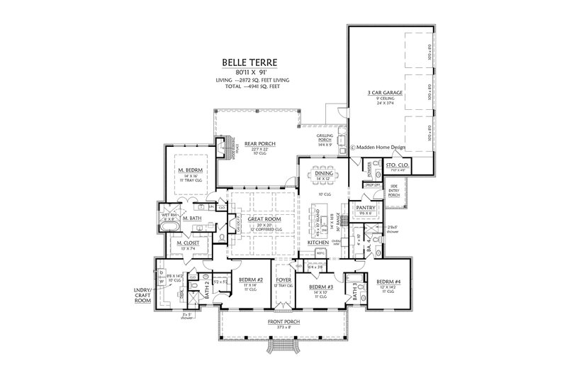 Architectural House Design - Floor Plan - Main Floor for Southern House Plan #1074-141 - 4 bed, 4.5 bath