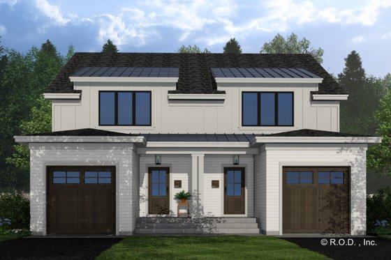 Exterior - Front Elevation 3 for Farmhouse House Plan #51-1312 - 2 bed, 2.5 bath