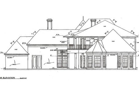 Exterior - Rear Elevation for European House Plan #141-241 - 5 bed, 4.5 bath