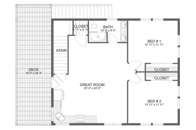 House Design - Floor Plan - Upper Floor for Craftsman House Plan #1060-372 - 2 bed, 2 bath