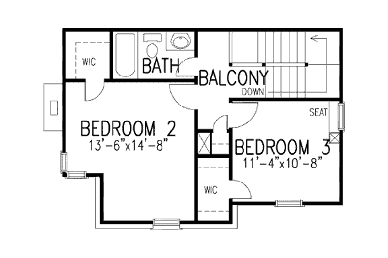 Dream House Plan - Floor Plan - Upper Floor for European House Plan #410-285 - 3 bed, 2.5 bath