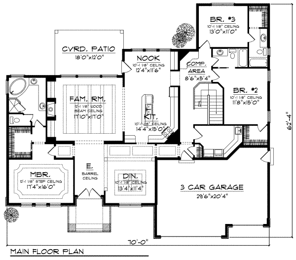 Home Plan - Mediterranean Floor Plan - Main Floor Plan #70-718