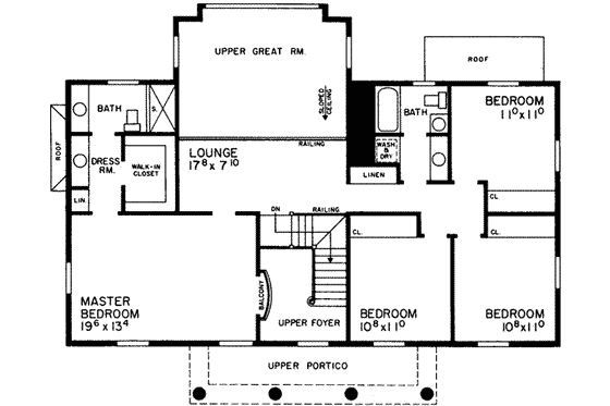 Floor Plan - Upper Floor for Southern House Plan #72-148 - 4 bed, 2.5 bath