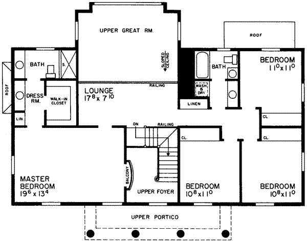 Southern Floor Plan - Upper Floor Plan #72-148