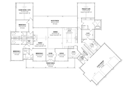 Floor Plan - Main Floor for Farmhouse House Plan #1096-21 - 4 bed, 4.5 bath
