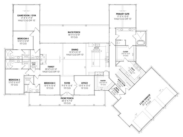 Architectural House Design - Farmhouse Floor Plan - Main Floor Plan #1096-21