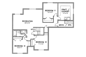 Floor Plan - Lower Floor for Adobe / Southwestern House Plan #24-118 - 6 bed, 3 bath