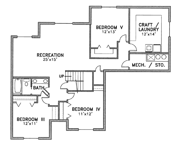 Adobe / Southwestern Floor Plan - Lower Floor Plan #24-118