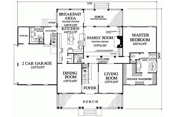 Floor Plan - Main Floor for Southern House Plan #137-152 - 4 bed, 3 bath