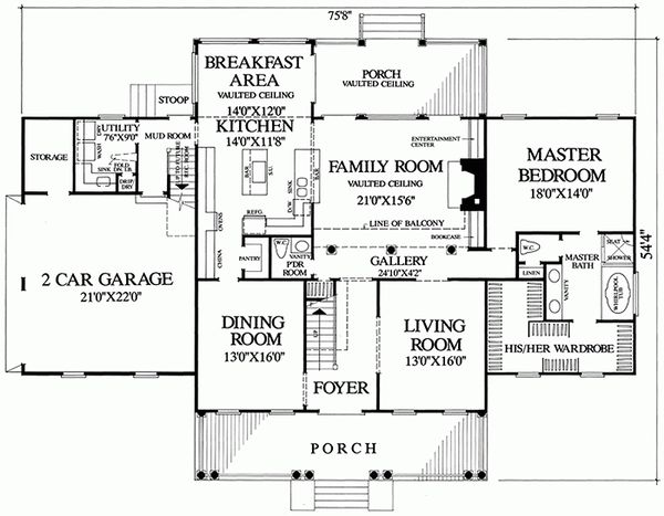 Architectural House Design - Southern Floor Plan - Main Floor Plan #137-152