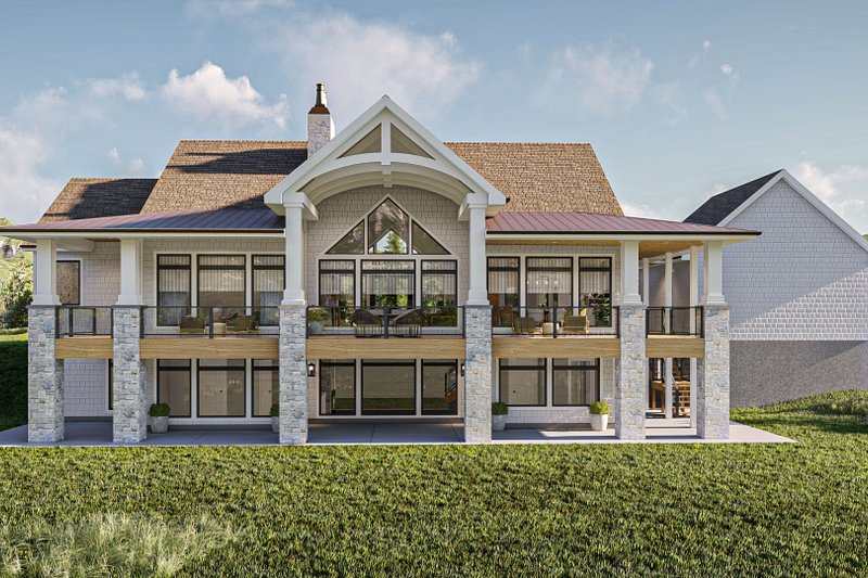 House Design - Exterior - Rear Elevation for Beach House Plan #455-291 - 2 bed, 2.5 bath