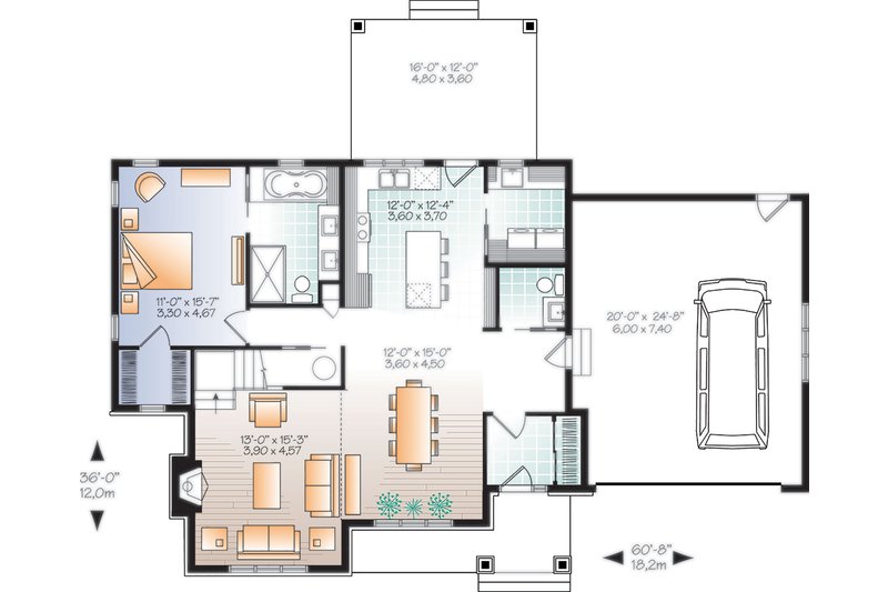 Architectural House Design - Floor Plan - Main Floor for Farmhouse House Plan #23-2732 - 3 bed, 3.5 bath
