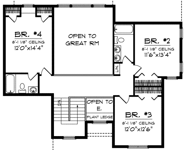 House Blueprint - Craftsman Floor Plan - Upper Floor Plan #70-633