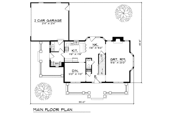 Floor Plan - Main Floor for Southern House Plan #70-326 - 4 bed, 2.5 bath