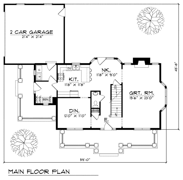 Home Plan - Southern Floor Plan - Main Floor Plan #70-326