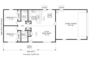 Floor Plan - Main Floor for Cottage House Plan #932-328 - 2 bed, 1 bath