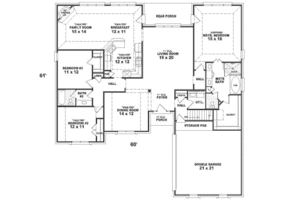 Floor Plan - Main Floor for Traditional House Plan #81-349 - 4 bed, 3 bath