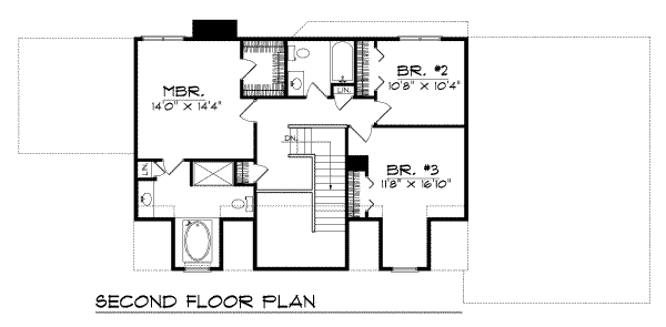 Traditional Floor Plan - Upper Floor Plan #70-332