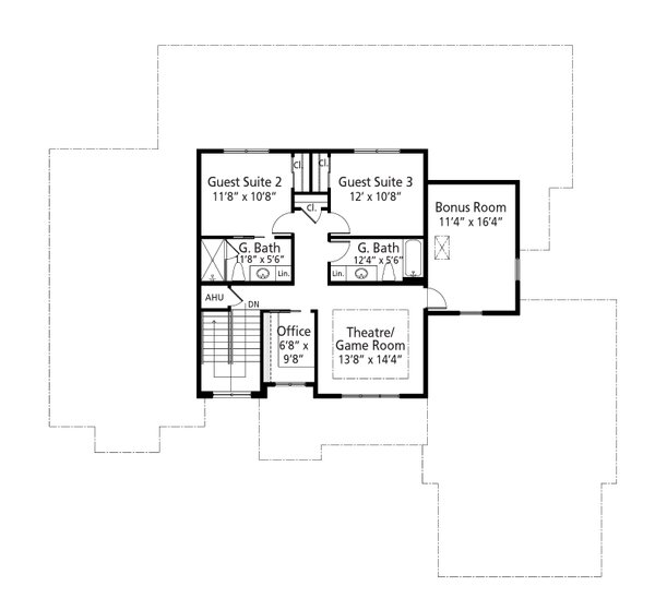 Southern Floor Plan - Upper Floor Plan #938-117