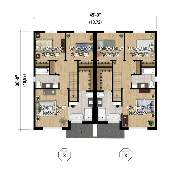 House Blueprint - Colonial Floor Plan - Upper Floor Plan #25-5041