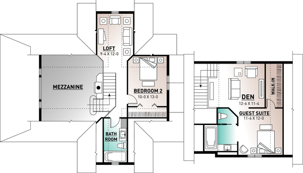 Home Plan - Traditional Floor Plan - Upper Floor Plan #23-422