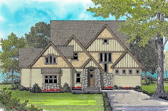 Exterior - Front Elevation 3 for Craftsman House Plan #413-856 - 4 bed, 4.5 bath