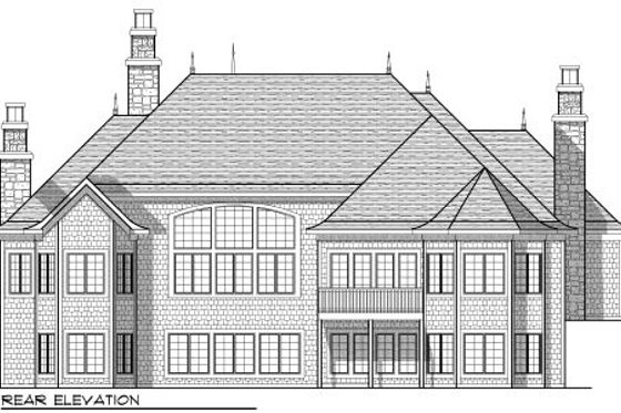 Exterior - Rear Elevation for European House Plan #70-961 - 3 bed, 3 bath