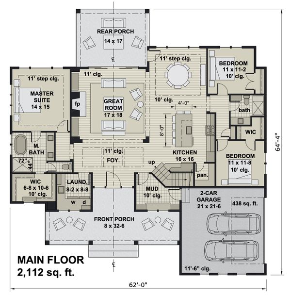House Blueprint - Farmhouse Floor Plan - Main Floor Plan #51-1169