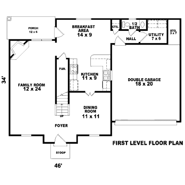 Floor Plan - Main Floor for Traditional House Plan #81-13601 - 3 bed, 2.5 bath