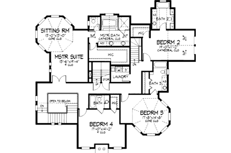 Home Plan - Floor Plan - Upper Floor for Victorian House Plan #320-295 - 4 bed, 5 bath