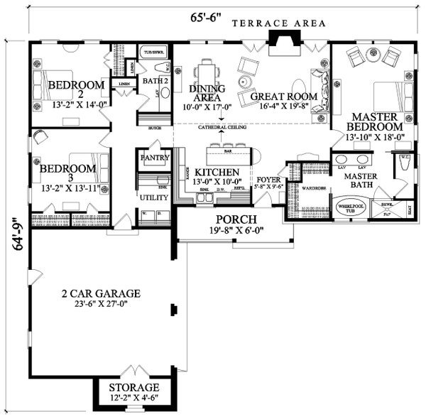 House Blueprint - Craftsman Floor Plan - Main Floor Plan #137-417