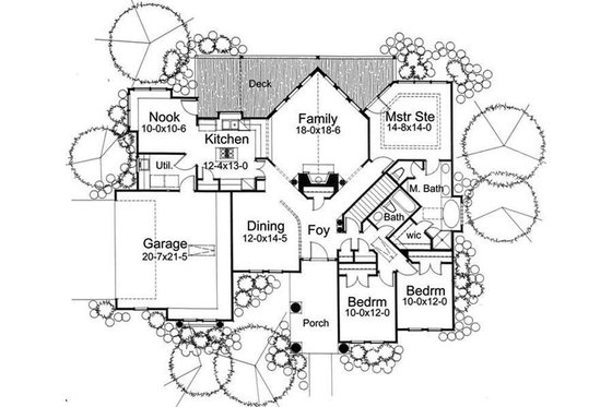 Floor Plan - Main Floor for Prairie House Plan #120-150 - 3 bed, 2 bath