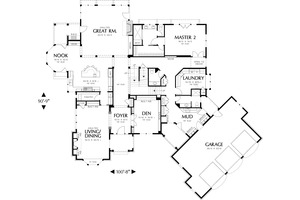 Main Level Floor plan - 6000 square foot European home