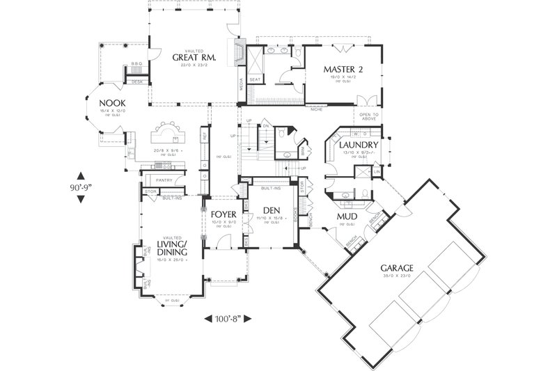 House Plan Design - Main Level Floor plan - 6000 square foot European home