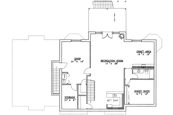 Floor Plan - Lower Floor for Contemporary House Plan #117-183 - 4 bed, 3.5 bath