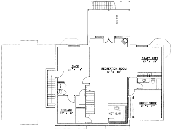 Home Plan - Floor Plan - Lower Floor for Contemporary House Plan #117-183 - 4 bed, 3.5 bath