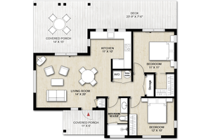 Floor Plan - Main Floor for Cabin House Plan #924-9 - 2 bed, 1 bath